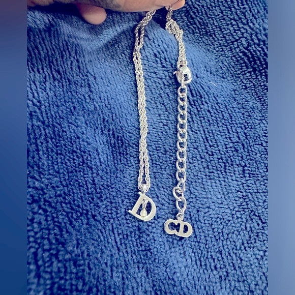 DIOR - D letter Silver Plated Authentic Vintage Necklace - Picture 1 of 16